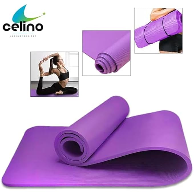 CELINO Yoga Mat Thick 10Mm Non-Slip Nbr With Carrying Strap For Home Exercise Workout Pilates Gym Mats Travel Fitness Camping Eco Friendly, Yoga Mats For Women And Men, 183Cm X 61Cm - Image 3