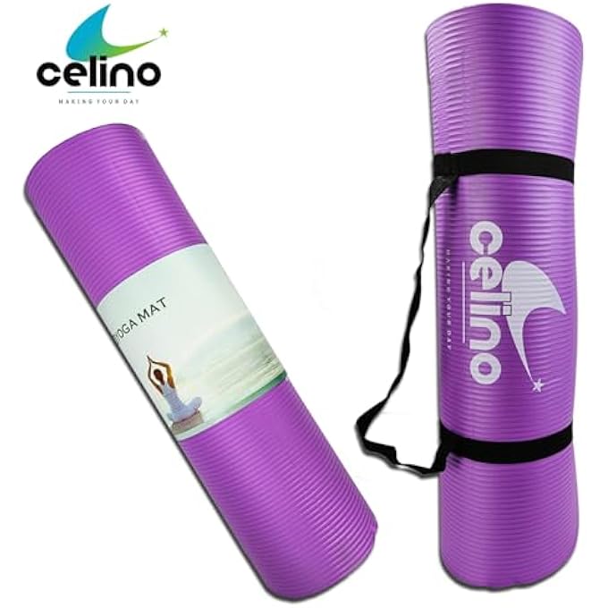 CELINO Yoga Mat Thick 10Mm Non-Slip Nbr With Carrying Strap For Home Exercise Workout Pilates Gym Mats Travel Fitness Camping Eco Friendly, Yoga Mats For Women And Men, 183Cm X 61Cm - Image 4