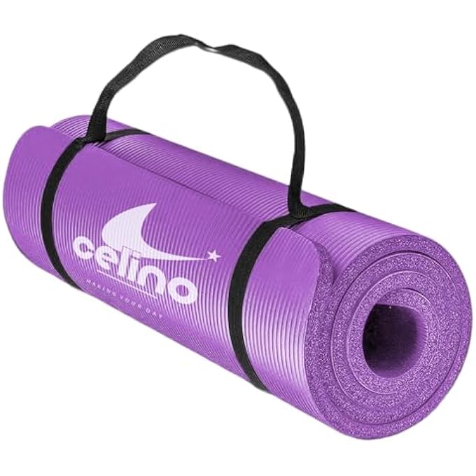 CELINO Yoga Mat Thick 10Mm Non-Slip Nbr With Carrying Strap For Home Exercise Workout Pilates Gym Mats Travel Fitness Camping Eco Friendly, Yoga Mats For Women And Men, 183Cm X 61Cm - Image 2