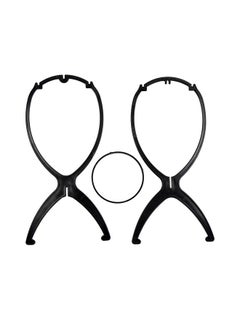 yantaisiyu 2 Pcs Wig Stands 14.2 Inches Wig Head Stand Travel Wig Stand Portable Wig Holder For Women Wigs Display Stand (Black)  - Image 5