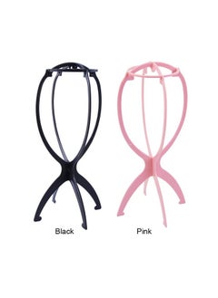 yantaisiyu 2 Pcs Wig Stands 14.2 Inches Wig Head Stand Travel Wig Stand Portable Wig Holder For Women Wigs Display Stand (Black)  - Image 2