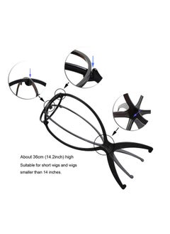 yantaisiyu 2 Pcs Wig Stands 14.2 Inches Wig Head Stand Travel Wig Stand Portable Wig Holder For Women Wigs Display Stand (Black)  - Image 4