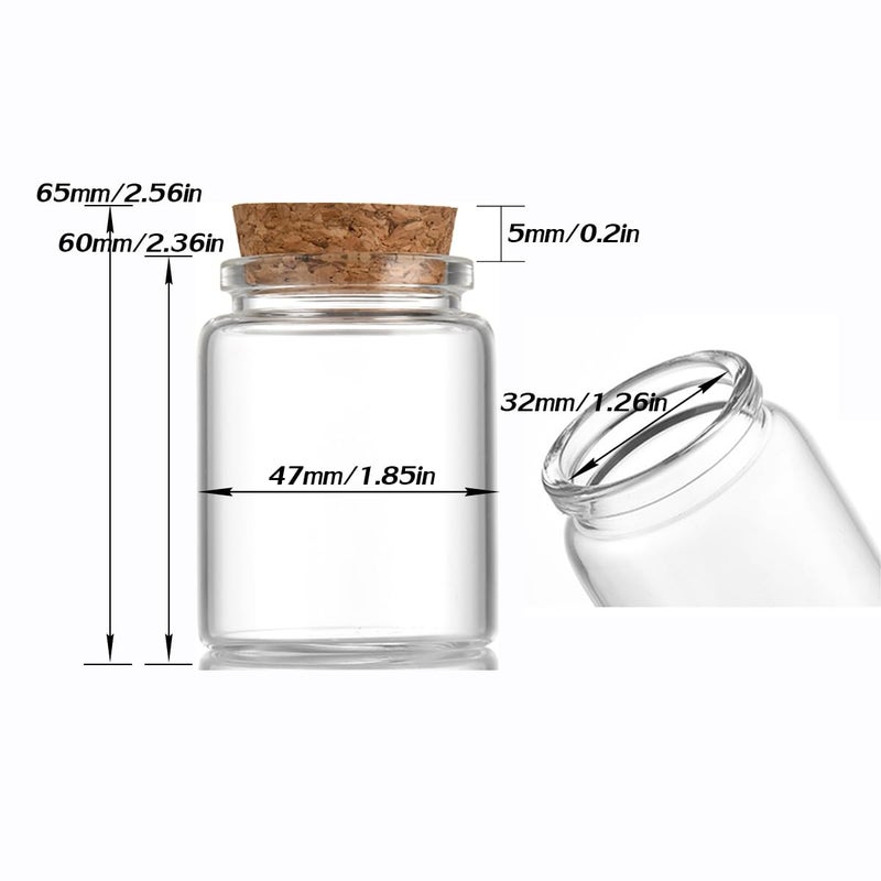 EWEIGEER 4 pcs 75ml Small Glass Bottles with Cork Stopper,Decorative Bottle,Vials Jars,Cute Storage Jar,Wishing Bottle 47x60mm(1.85x2.36inch) - Image 3