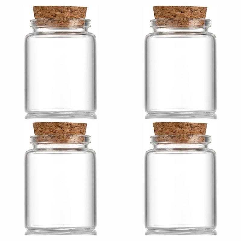 EWEIGEER 4 pcs 75ml Small Glass Bottles with Cork Stopper,Decorative Bottle,Vials Jars,Cute Storage Jar,Wishing Bottle 47x60mm(1.85x2.36inch) - Image 1
