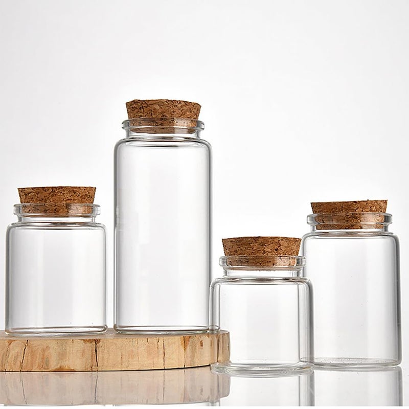 EWEIGEER 4 pcs 75ml Small Glass Bottles with Cork Stopper,Decorative Bottle,Vials Jars,Cute Storage Jar,Wishing Bottle 47x60mm(1.85x2.36inch) - Image 5