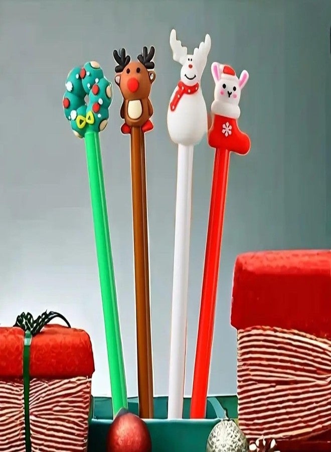Le Delite Christmas Gel Pens Set, 10 Pc Pack Holiday Themed Writing Pens with Santa Claus and Snowman Toppers, Kawaii Stationery for School Office Supplies - Image 3