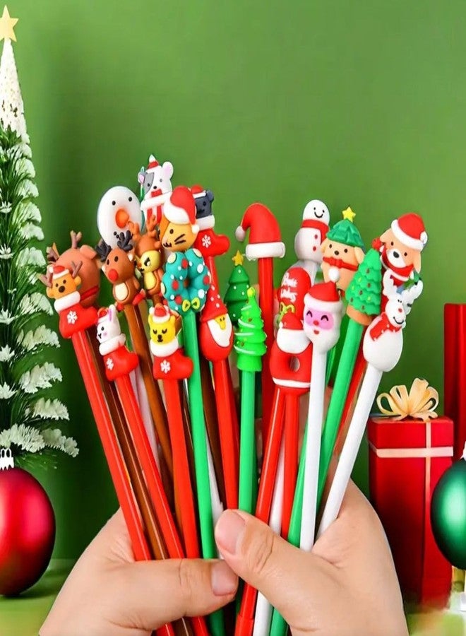 Le Delite Christmas Gel Pens Set, 10 Pc Pack Holiday Themed Writing Pens with Santa Claus and Snowman Toppers, Kawaii Stationery for School Office Supplies - Image 5