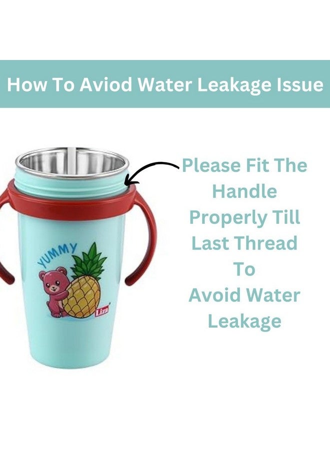 Nabhya Hot & Cold Insulated Stainless Steel 360ml BPA-Free Cute Animal Design Baby Sipper Kids Water Bottle with Straw and Side Handle for Kids (Blue) - Image 2