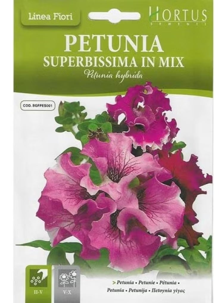 Petunia Mix 'Petunia Super bissima in Mix' Premium Quality Seeds by Hortus