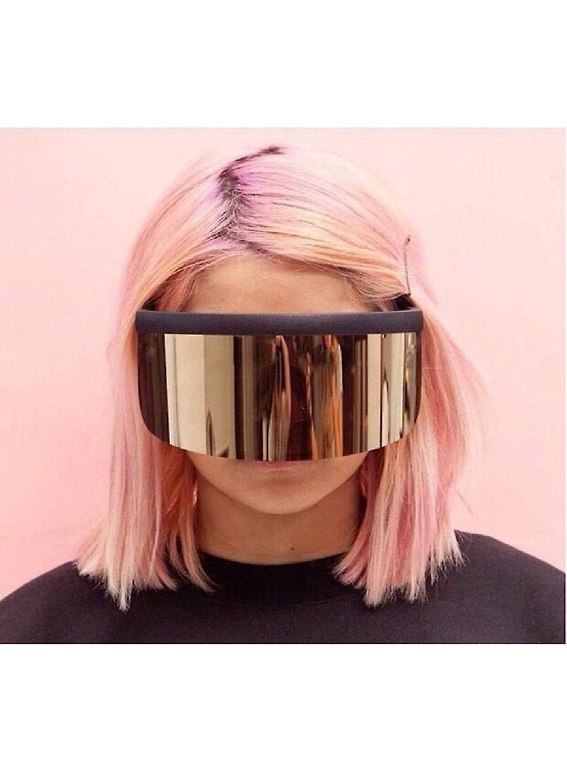 Generic Fashionable One-Piece Large-Frame Sunglasses Half-Face Protective Cover Large Face Mask Wind-Shielding Protective Glasses Anti-Spray - Image 2