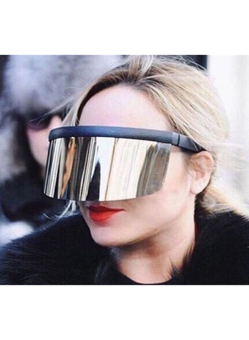 Generic Fashionable One-Piece Large-Frame Sunglasses Half-Face Protective Cover Large Face Mask Wind-Shielding Protective Glasses Anti-Spray - Image 3