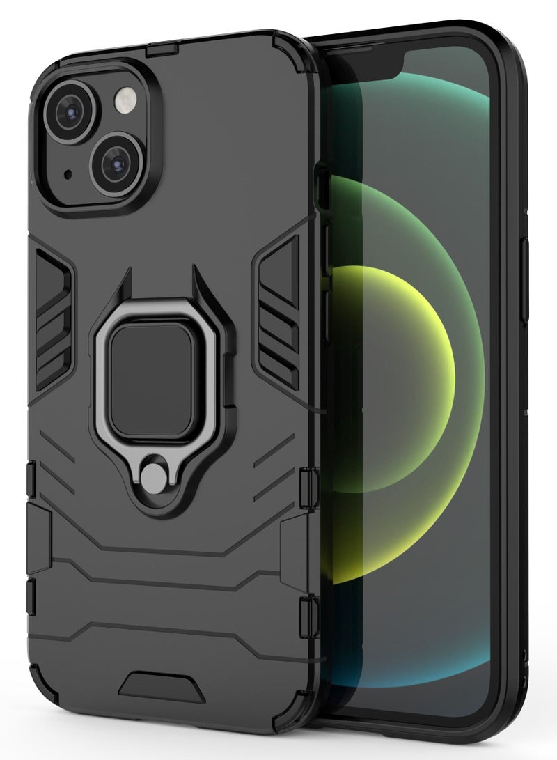 Black Protective Case Cover With Finger Ring Holder For iPhone - Image 1