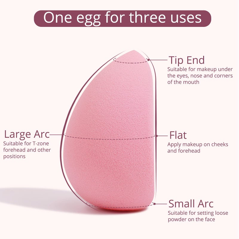 BEAKEY Flat Duo Makeup Sponge of 6, Super Soft 0 Latex Blending Sponge for Flawless Application - Liquid, Cream, Powder, Patented Design,Pink - Image 3