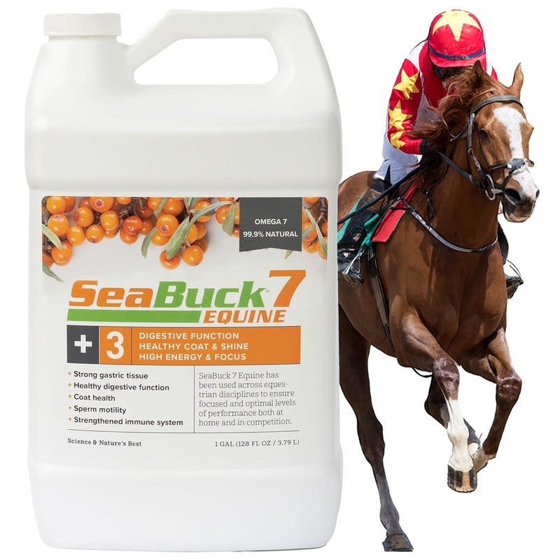 SeaBuck 7 Equine Supplement for Horses with Sea Buckthorn to Improve Horse Health (3-6 Week Supply, 1 Gallon) - Supports Healthy Eating & Digestion, Increased Energy/Focus, & Shiny Coats for Horses - Image 1