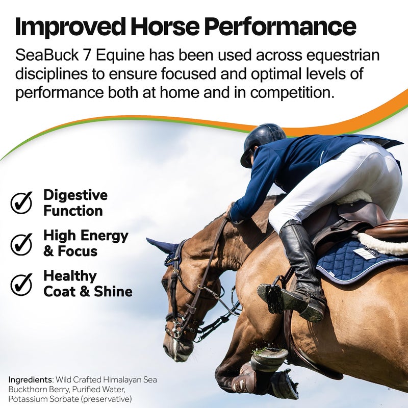 SeaBuck 7 Equine Supplement for Horses with Sea Buckthorn to Improve Horse Health (3-6 Week Supply, 1 Gallon) - Supports Healthy Eating & Digestion, Increased Energy/Focus, & Shiny Coats for Horses - Image 2