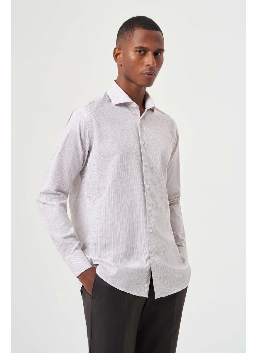 Bisse Men's Regular Fit Classic Shirt Beige GM23Y231037_D07