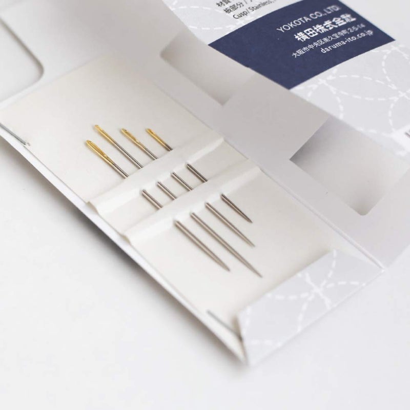 Daruma Sashiko kit, Yokota Sashiko Thread, Needles and Template Yume Fukin with Original English Manual, Thimble Sewing Set, Fabric, Japanese Textile (White Thread / Navy Dishcloth) - Image 5