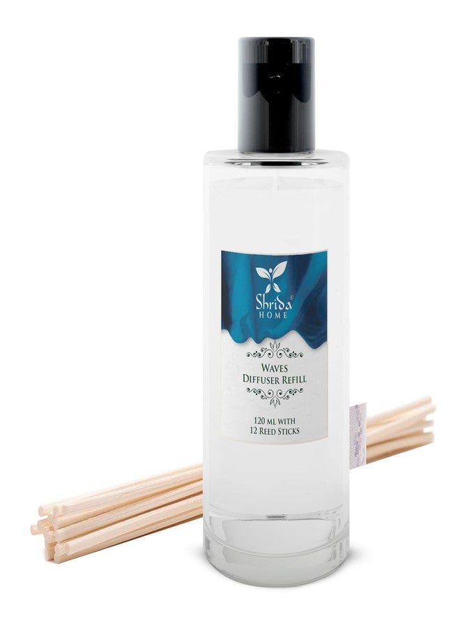 Shrida 120ml Oceanic Waves Reed Diffuser Refill, Refreshing Ocean Breeze Aroma, Includes 6 Rattan Sticks, Long-Lasting, Toxin-Free Room Freshener, Home, Office, Bedroom, Living Room, Stress Relief - Image 1