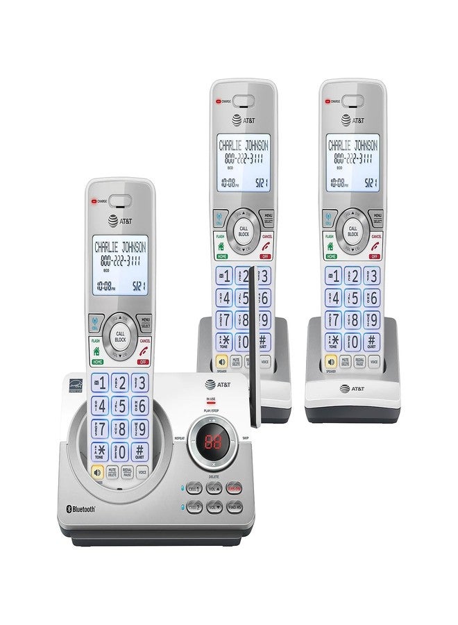 AT&T Connect to Cell DL72310 Cordless Telephone, Base and 2 Additional Handsets, White/Silver - Image 1