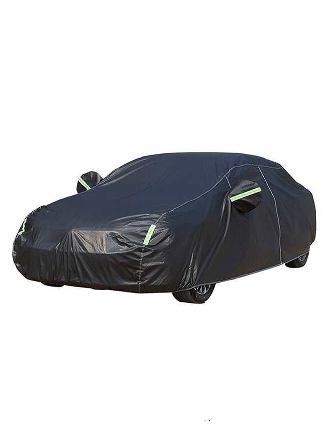 Folding Car Cover with Fluorescent Strips All-Weather UV Protection Anti-Scratch Elastic Band Design Close to the Car Body - Image 1