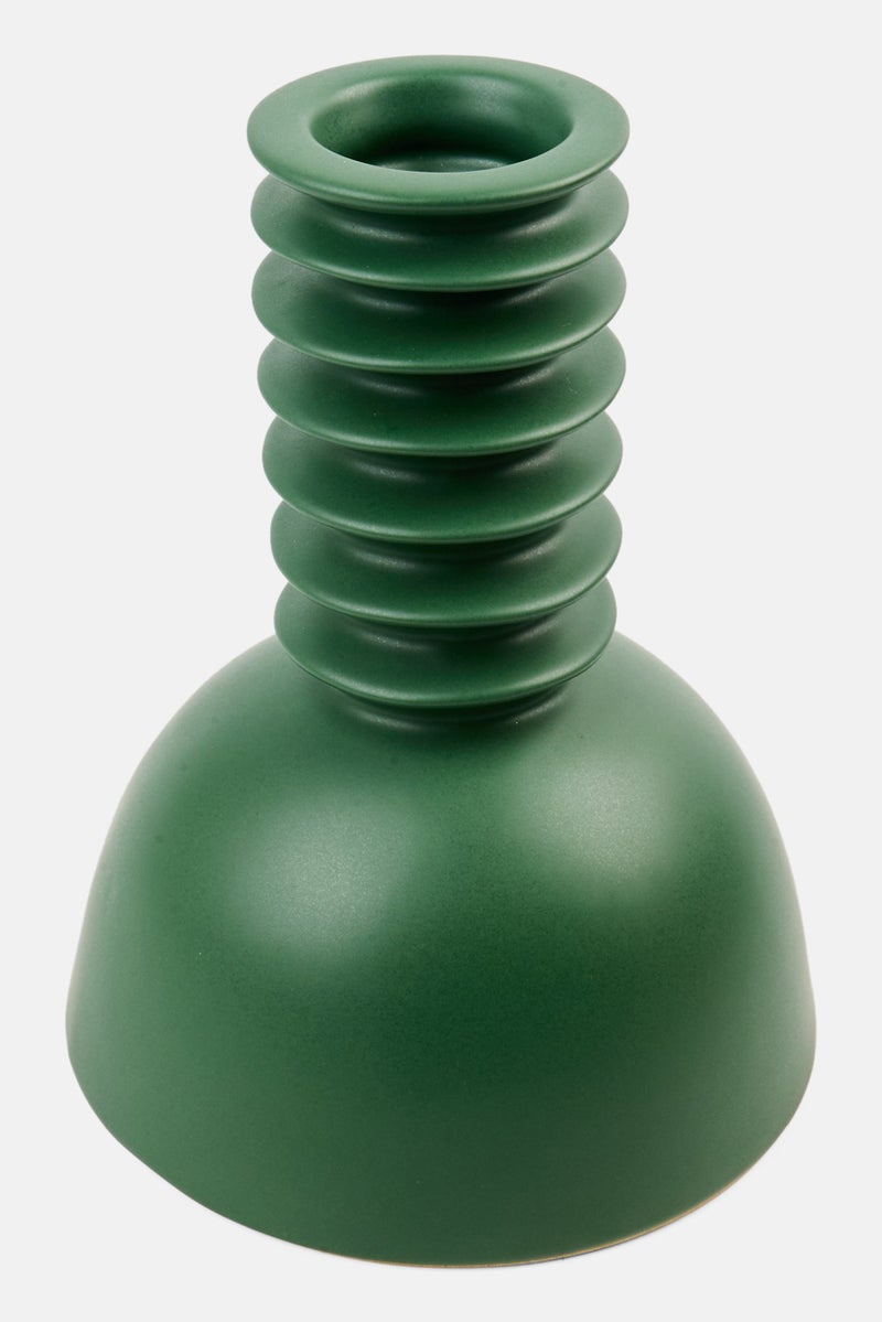 Muy Mucho Textured Ceramic Vase H 23 x D 5 cm, Green  - Image 2