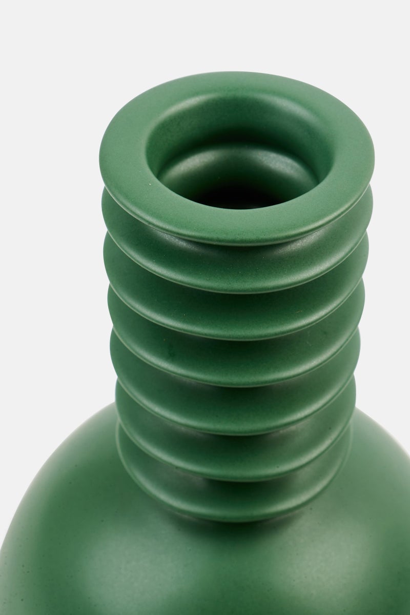 Muy Mucho Textured Ceramic Vase H 23 x D 5 cm, Green  - Image 3