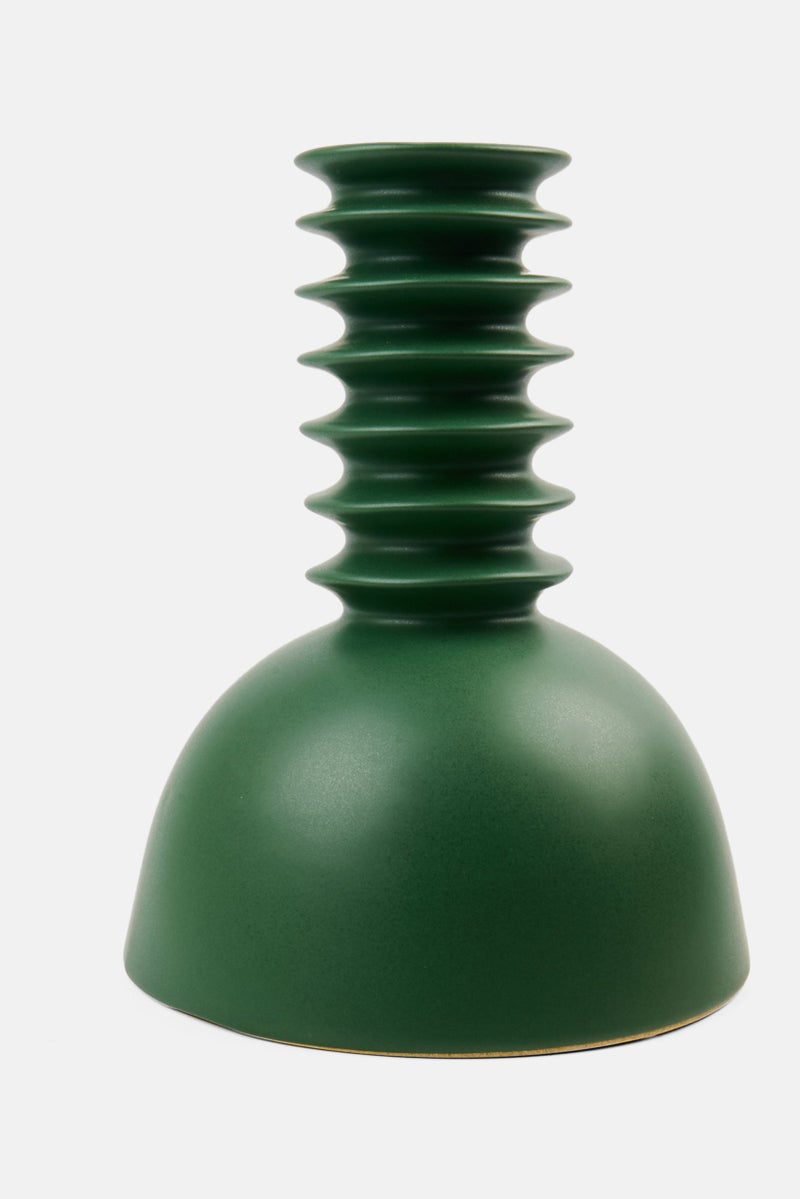 Muy Mucho Textured Ceramic Vase H 23 x D 5 cm, Green  - Image 1