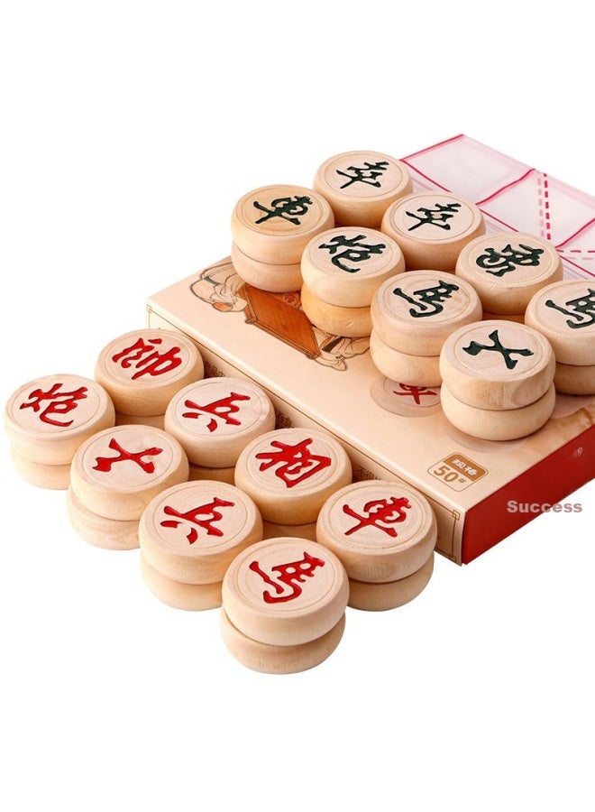 SUCCESS Chenggong Huyu Chinese Chess Set, Size 5.0, Solid Wood Large High-end Chess Pieces, Plastic Board With Paper Pieces Included, Camping Chess Set For Father-i - Image 1