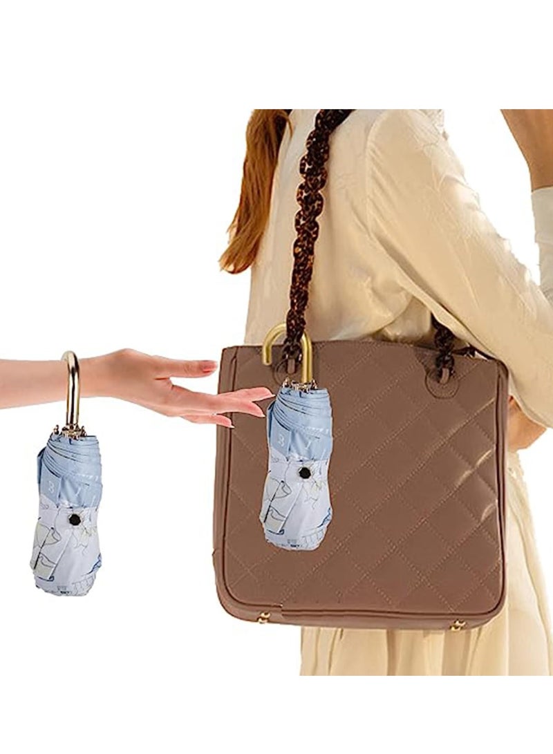 Zikra Sun Umbrella UV Protection Small Travel Compact for Rain Lightweight Portable Parasol Blocker for Women Girls Mini Perfect Blue - Image 2