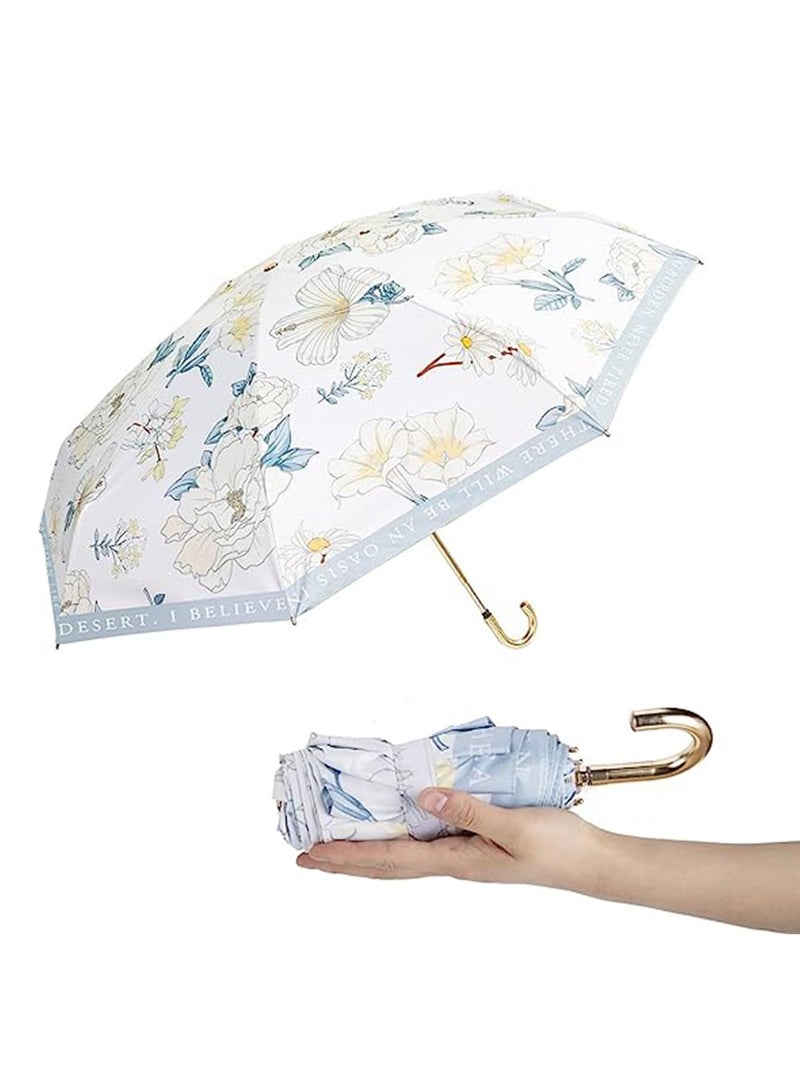 Zikra Sun Umbrella UV Protection Small Travel Compact for Rain Lightweight Portable Parasol Blocker for Women Girls Mini Perfect Blue - Image 1