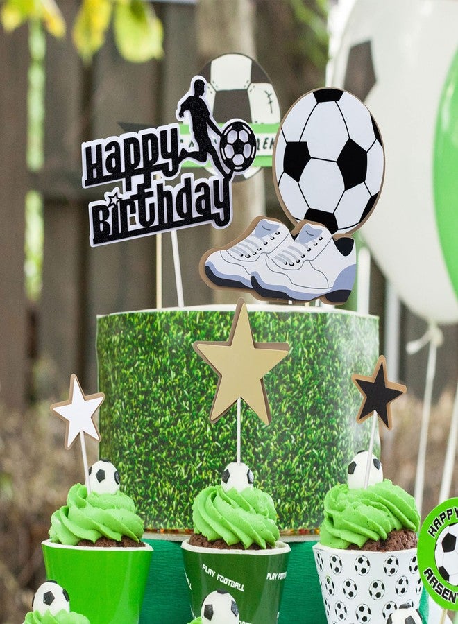 Ephlyn 6 Pack Soccer Cake Topper Decorations Kits DIY Soccer Ball Shoes Happy Birthday Cake Picks Sport Football Theme Birthday Party Baby Shower Cake Decorations Kids Boys Men Birthday Party Supplies - Image 4