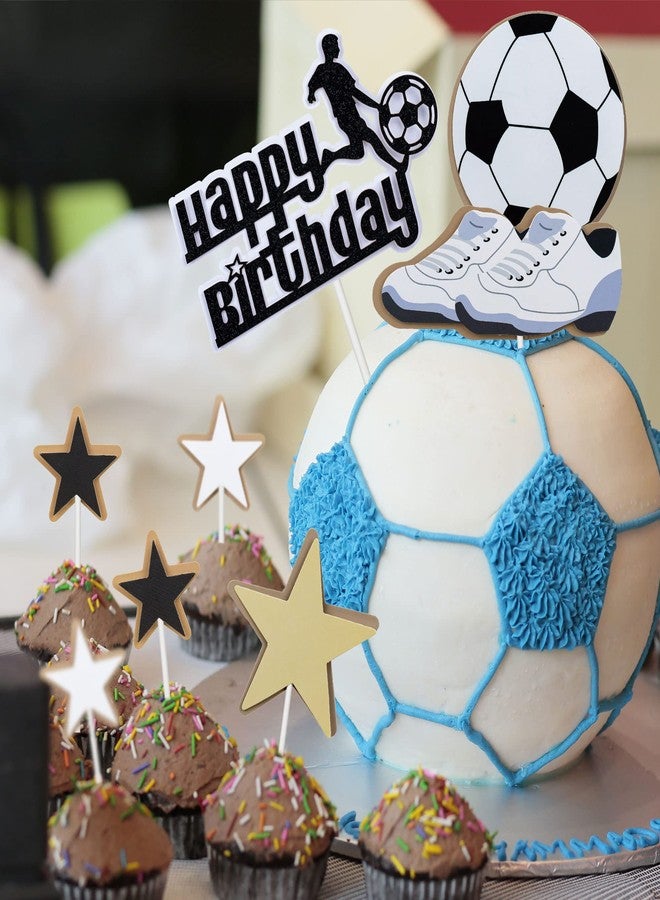 Ephlyn 6 Pack Soccer Cake Topper Decorations Kits DIY Soccer Ball Shoes Happy Birthday Cake Picks Sport Football Theme Birthday Party Baby Shower Cake Decorations Kids Boys Men Birthday Party Supplies - Image 5