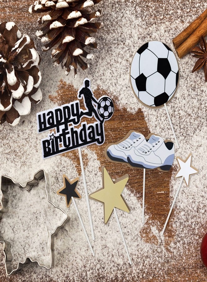 Ephlyn 6 Pack Soccer Cake Topper Decorations Kits DIY Soccer Ball Shoes Happy Birthday Cake Picks Sport Football Theme Birthday Party Baby Shower Cake Decorations Kids Boys Men Birthday Party Supplies - Image 3