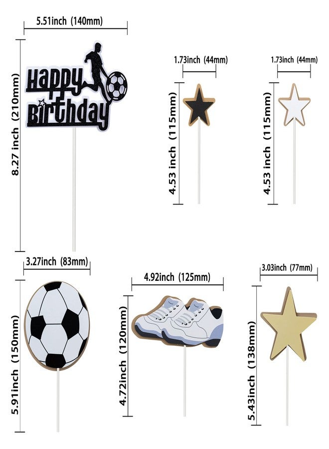 Ephlyn 6 Pack Soccer Cake Topper Decorations Kits DIY Soccer Ball Shoes Happy Birthday Cake Picks Sport Football Theme Birthday Party Baby Shower Cake Decorations Kids Boys Men Birthday Party Supplies - Image 2