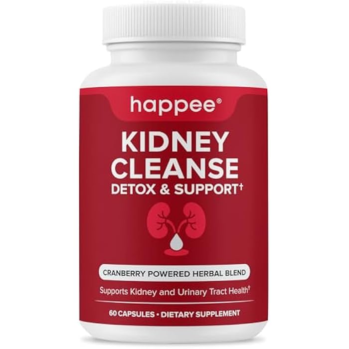 Happee Kidney Cleanse Detox & Repair Formula – Natural Kidney Support Supplement with Cranberry & 21 Herbs for Renal, Bladder, & Urinary Tract Health – Flush Toxins & Renew - 60 Capsules - Image 1