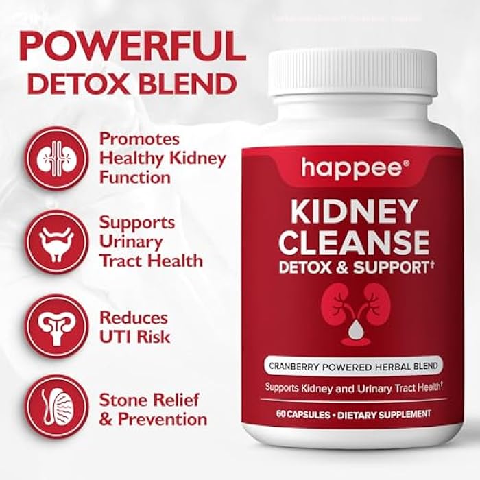 Happee Kidney Cleanse Detox & Repair Formula – Natural Kidney Support Supplement with Cranberry & 21 Herbs for Renal, Bladder, & Urinary Tract Health – Flush Toxins & Renew - 60 Capsules - Image 2
