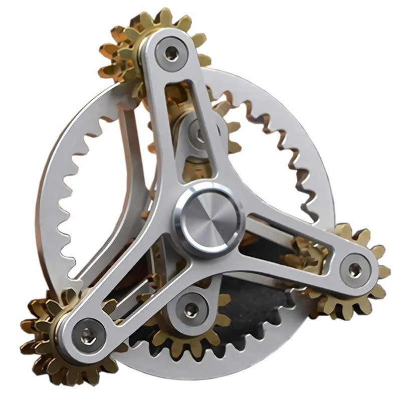 Bitopbi Pure Brass Fidget Spinner Gears Linkage Fidget Gyro Toy Metal DIY Hand Spinner Spins Long Time EDC Focus Meditation Break Bad Habits ADHD with Multiple Premium Bearings 12 Bearings White - Image 3