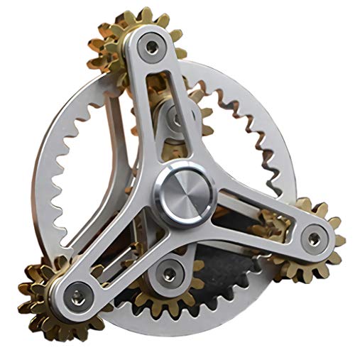 Bitopbi Pure Brass Fidget Spinner Gears Linkage Fidget Gyro Toy Metal DIY Hand Spinner Spins Long Time EDC Focus Meditation Break Bad Habits ADHD with Multiple Premium Bearings 12 Bearings White - Image 1
