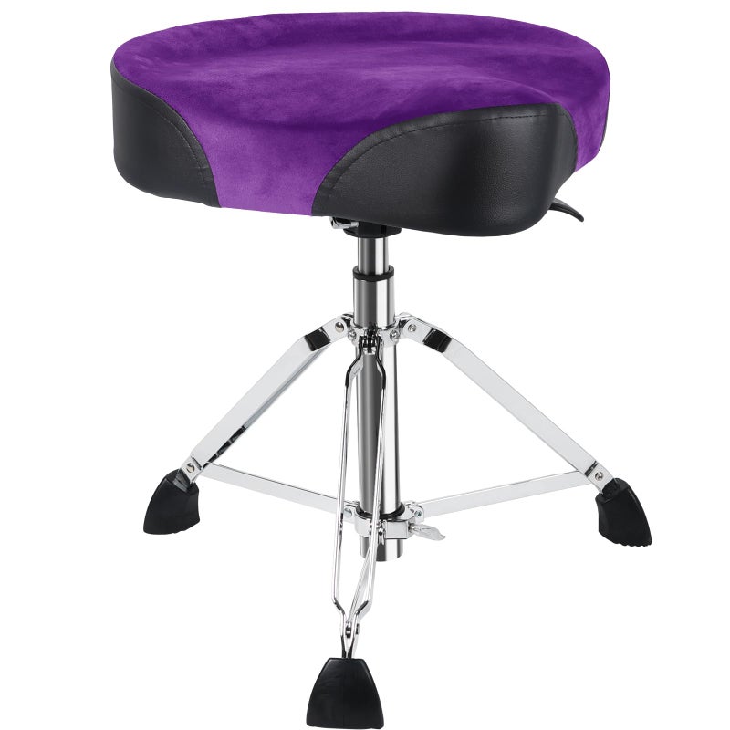 AKLOT Saddle Drum Throne, Hydraulic Drum Throne, Heavy Duty Drum Seat, Height Adjustable Suede Drum Chair, Motorcycle Style Drum Stool for Adults Drummers Purple - Image 1