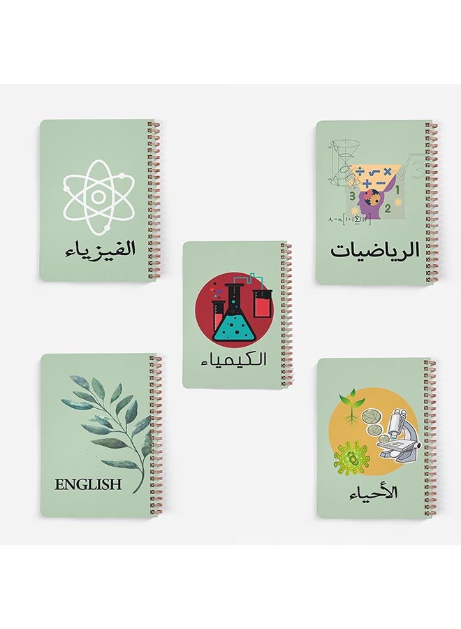 مجموعة دفاتر ملاحظات بسلك مقاس A5 يحتوي على 60 ورقة مكون من 5 قطع مناسب للمدرسة أو تدوين ملاحظات العمل متعدد الألوان
