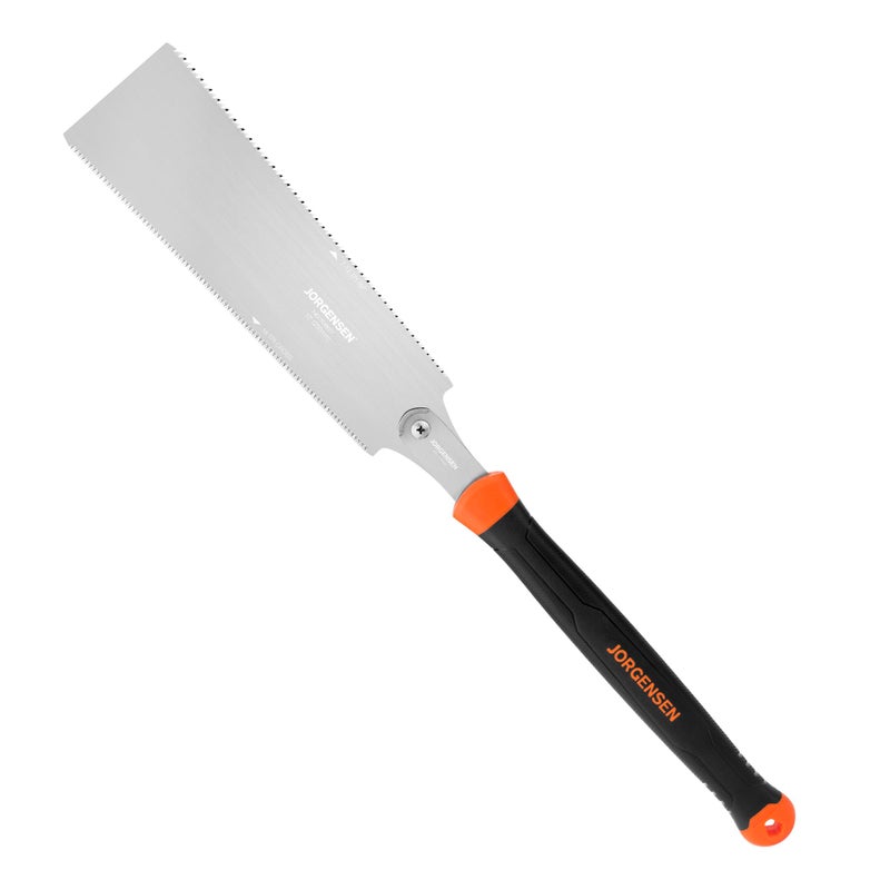 JORGENSEN Japanese Pull Saw, 10 Inch Pro Double Edge Hand Saw - SK5 Flexible Replaceable Blade, 7-12 & 18 TPI Flush Cut Blade, Japanese Handsaw for Hardwood & Softwood Woodworking, Wood Trim - Image 1