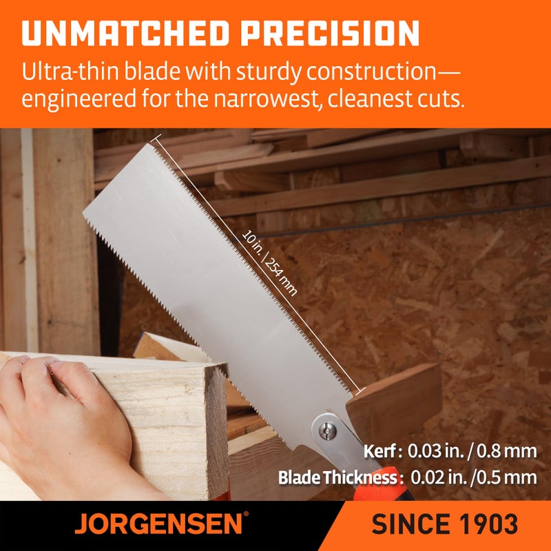 JORGENSEN Japanese Pull Saw, 10 Inch Pro Double Edge Hand Saw - SK5 Flexible Replaceable Blade, 7-12 & 18 TPI Flush Cut Blade, Japanese Handsaw for Hardwood & Softwood Woodworking, Wood Trim - Image 5