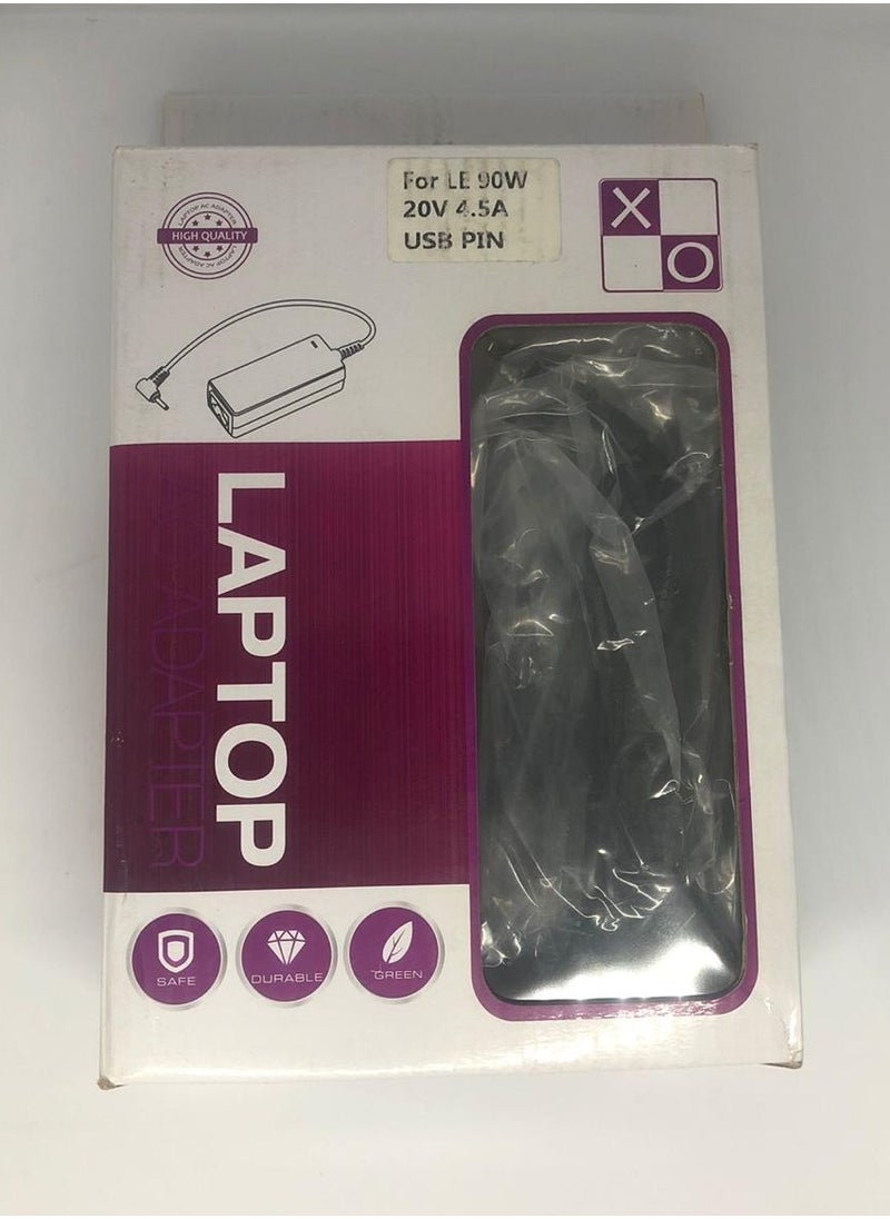 إكس أو XO لينوفو محول تيار متردد للكمبيوتر المحمول 90 وات، 20 فولت، 4.5 أمبير، USB PIN 