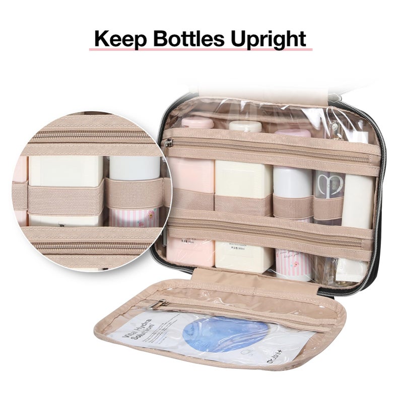 BAGSMART Toiletry Bag Hanging Travel Makeup Organizer with TSA Approved Transparent Cosmetic Bag Makeup Bag for Full Sized Toiletries, Medium-Black - Image 3