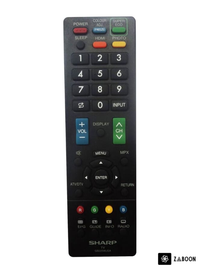 Zaboon TV Remote Control For Sharp Screen Black