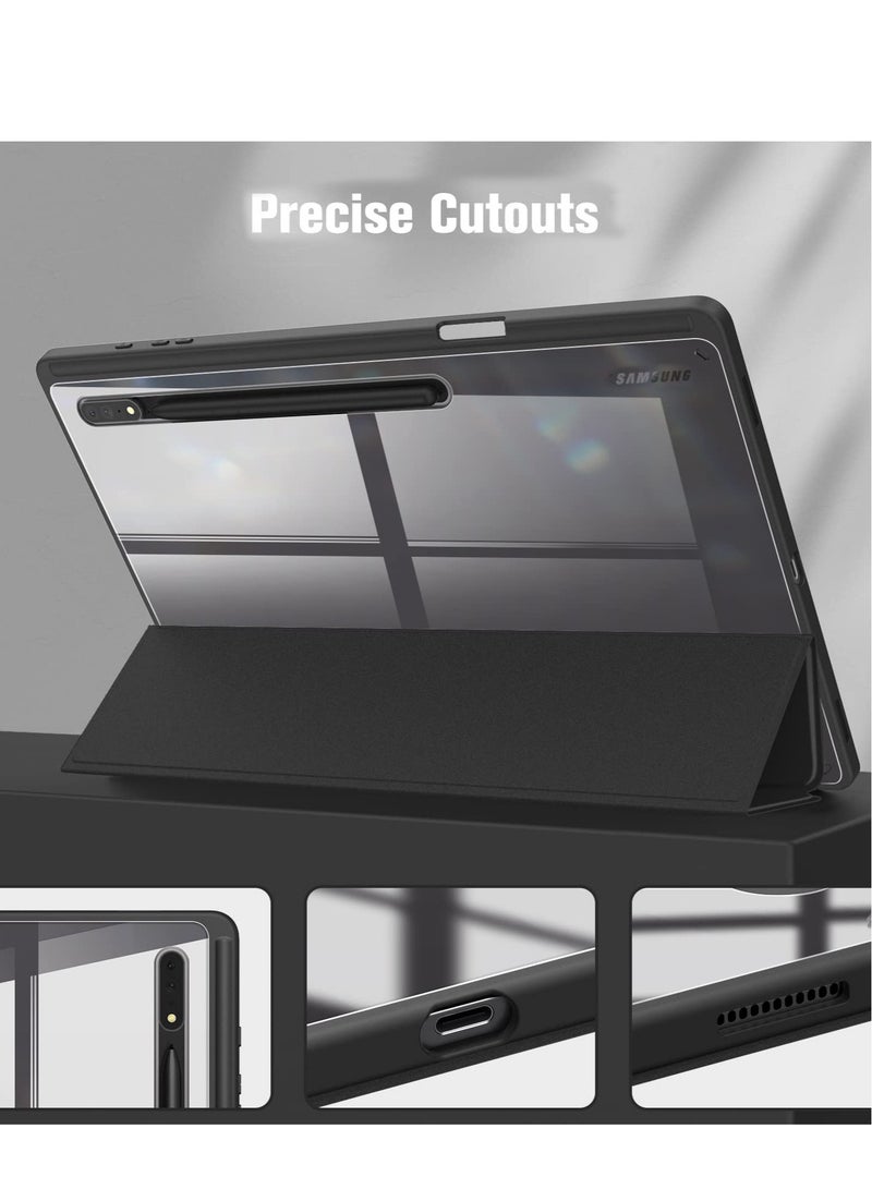 Excefore Slim Case for Galaxy Tab S9 Ultra 14.6 inch 2023, Shockproof Cover with Clear Transparent Back Shell, Clear Hard Back Shockproof Flexible Bumper, Auto Wake/Sleep (Black)  - Image 2