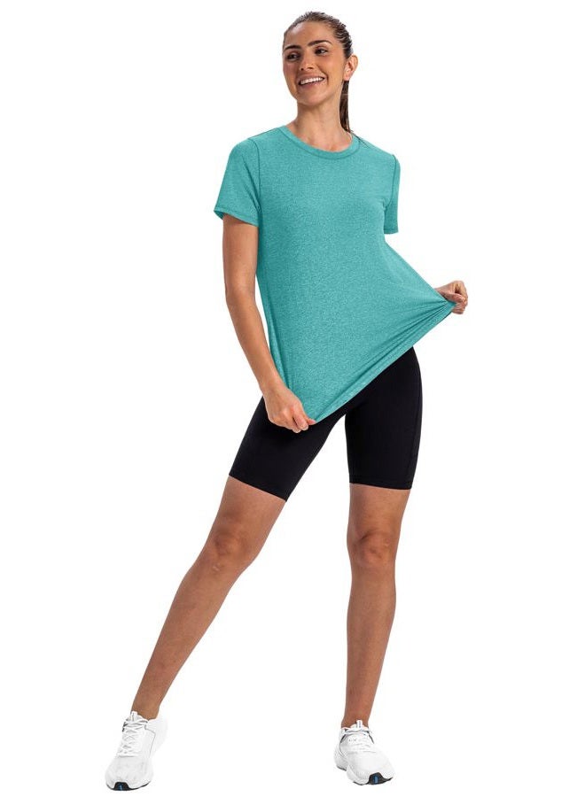 NIASHOT Workout Tops for Women Short Sleeve Summer Tops 2026 Athletic Shirts Pilates Exercise Clothes Sports Yoga Fitness S-3XL, 03 - Aqua, XL - Image 3