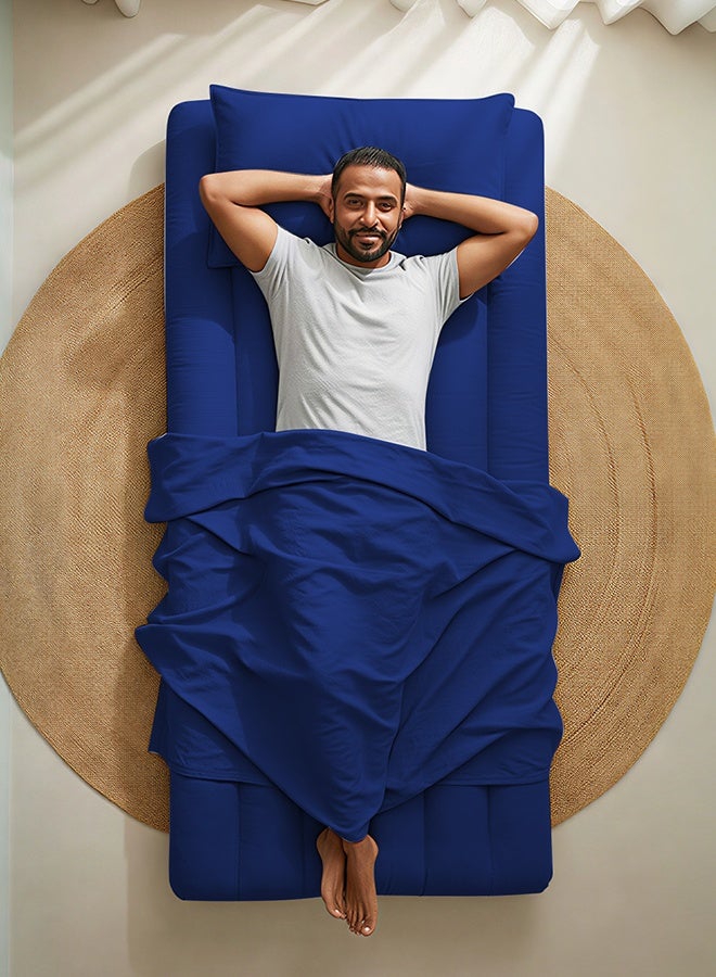 Asraar Travel & Guest Comfort Package – Complete 3-Piece Sleeping Set | Blanket 230×180 cm, Sleeping Mat 190×90 cm, Pillowcase 75×50 cm, Ideal for Travel, Camping & Guest Use - Navy Blue - Image 3