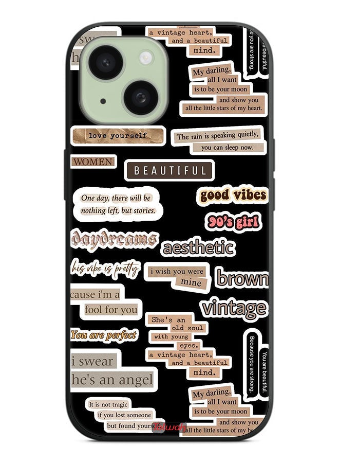Tolwak Apple iPhone 15 Protective Case Cover Beautiful Quotes Stickers - Image 2