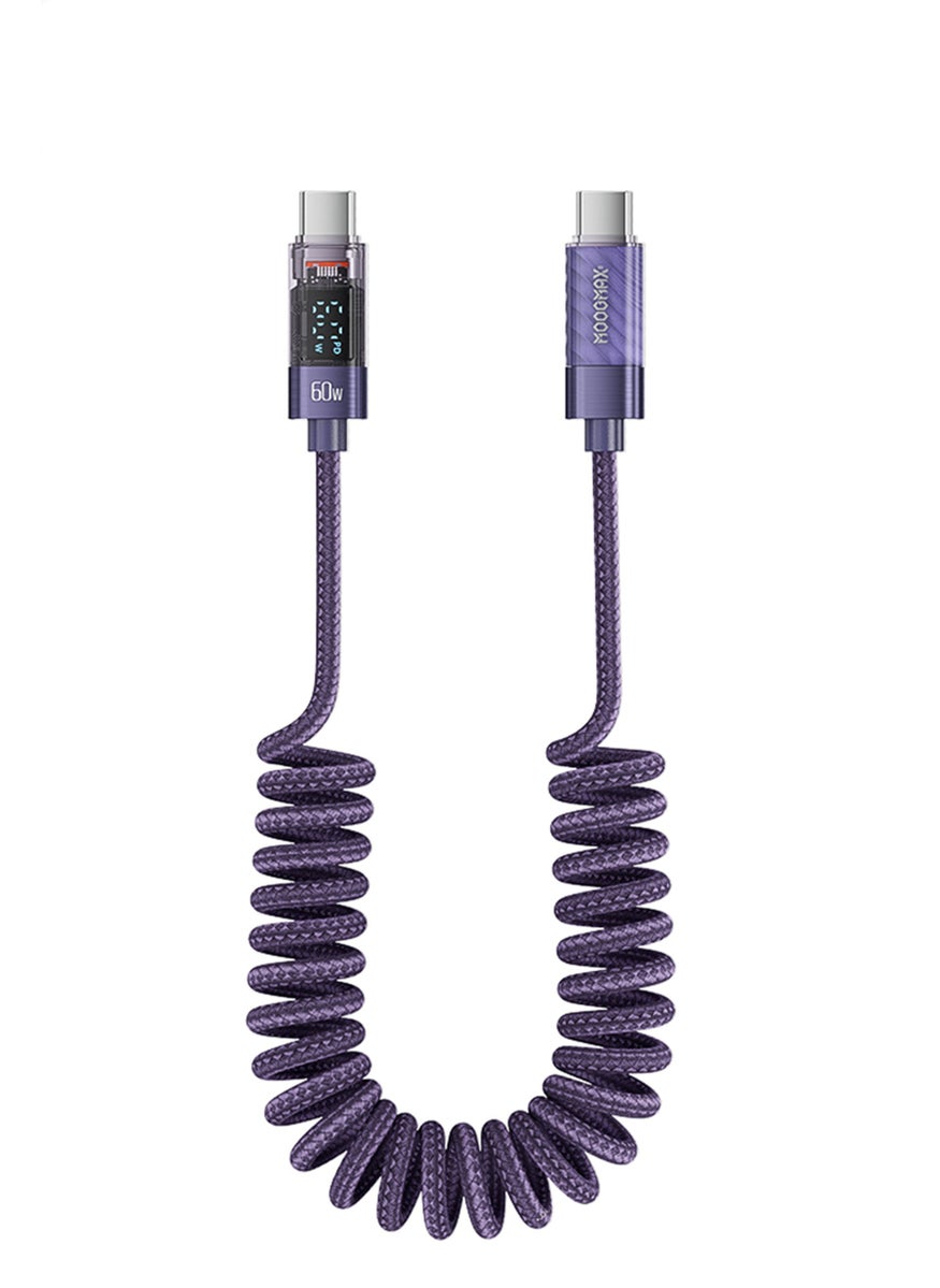 MOOGMAX MX-063 1 Meter 60W Spring Charging Cable, Puple  - Image 2